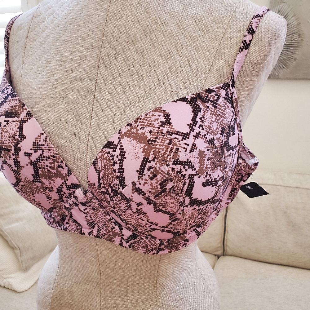 Rachel Roy Python-Print Underwire Bikini Top XL - Picture 5 of 8